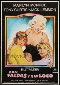 9k117 SOME LIKE IT HOT Spanish R83 sexy Marilyn Monroe with Tony Curtis & Jack Lemmon in drag!