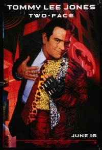 9m093 BATMAN FOREVER advance 1sh '95 cool image of Tommy Lee Jones as Two-Face!