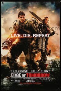 9m259 EDGE OF TOMORROW teaser DS 1sh '14 Tom Cruise & Emily Blunt, live, die, repeat!