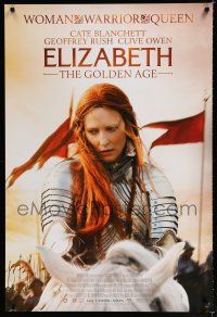 9m261 ELIZABETH: THE GOLDEN AGE advance DS English 1sh '07 Cate Blanchett in armor on horseback!!