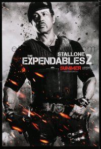 9m272 EXPENDABLES 2 teaser DS 1sh '12 great close-up image of tough-guy Sylvester Stallone!