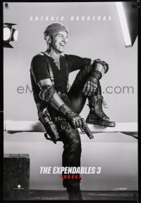 9m274 EXPENDABLES 3 teaser DS 1sh '14 great image of laughing Antonio Banderas w/gun!