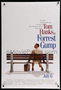 9m302 FORREST GUMP advance DS 1sh '94 Tom Hanks waiting for the bus, Robert Zemeckis!