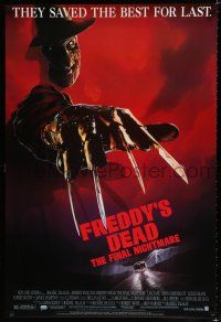 9m305 FREDDY'S DEAD 1sh '91 great art of Robert Englund as Freddy Krueger!