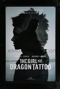 9m323 GIRL WITH THE DRAGON TATTOO advance DS 1sh '11 Daniel Craig, Rooney Mara in title role!
