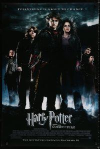 9m366 HARRY POTTER & THE GOBLET OF FIRE advance DS 1sh '05 Daniel Radcliffe, Emma Watson, Grint!