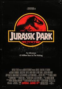 9m434 JURASSIC PARK advance 1sh '93 Spielberg, Attenborough re-creates dinosaurs!