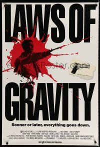 9m453 LAWS OF GRAVITY 1sh '92 Edie Falco, Peter Greene, sooner or later everything goes down!