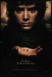 9m468 LORD OF THE RINGS: THE FELLOWSHIP OF THE RING teaser DS 1sh '01 J.R.R. Tolkien, one ring!