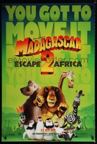 9m482 MADAGASCAR: ESCAPE 2 AFRICA advance DS 1sh '08 Ben Stiller, Chris Rock, great image!
