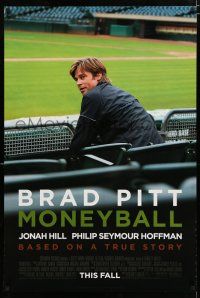 9m523 MONEYBALL advance DS 1sh '11 great image of Brad Pitt sitting in stands at baseball field!