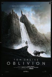 9m557 OBLIVION teaser DS 1sh '13 Morgan Freeman, image of Tom Cruise & waterfall in city!