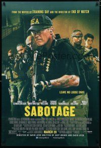 9m657 SABOTAGE advance DS 1sh '14 DEA agent Arnold Schwarzenegger, Terrence Howard!