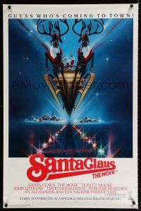 9m661 SANTA CLAUS THE MOVIE advance 1sh '85 Bob Peak art of Santa & his reindeer sleigh!