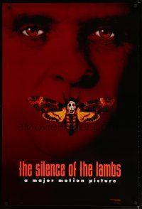 9m682 SILENCE OF THE LAMBS style B teaser DS 1sh '90 creepy Anthony Hopkins with moth over mouth!