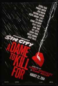 9m685 SIN CITY A DAME TO KILL FOR teaser DS 1sh '14 Frank Miller & Rodriguez, art of smoking lips!