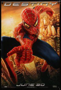 9m703 SPIDER-MAN 2 teaser 1sh '04 cool image of Tobey Maguire as superhero, destiny!