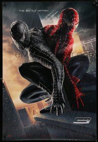 9m705 SPIDER-MAN 3 textured Within black/red style DS teaser 1sh '07 Tobey Maguire in costumes!