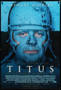 9m772 TITUS advance DS 1sh '99 great image of blue Anthony Hopkins, Shakespeare!