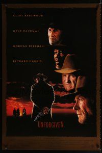 9m801 UNFORGIVEN DS 1sh '92 Clint Eastwood, Gene Hackman, Morgan Freeman, Richard Harris!