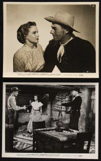 9p987 TEN WANTED MEN 2 8x10 stills '54 close up of cowboy Randolph Scott & Jocelyn Brando, Homeier!
