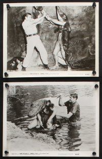 9p302 CANNIBAL ATTACK 21 8x10 stills '54 Johnny Weissmuller fighting wacky guys in alligator suits!