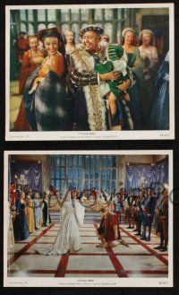 9p245 YOUNG BESS 3 color 8x10 stills '53 Charles Laughton w/infant & Elaine Stewart as Anne Boleyn!