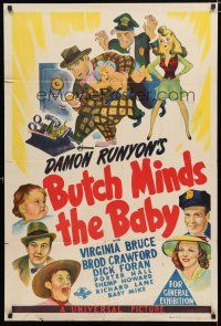 9r134 BUTCH MINDS THE BABY Aust 1sh '42 Virginia Bruce, Broderick Crawford, great wacky artwork!