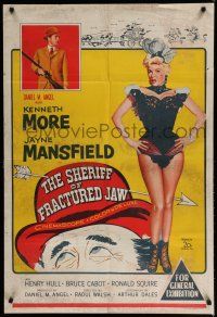 9r180 SHERIFF OF FRACTURED JAW Aust 1sh '59 sexy burlesque Jayne Mansfield, sheriff Kenneth More!