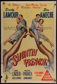 9r188 SLIGHTLY FRENCH Aust 1sh '48 art of Dorothy Lamour & Don Ameche + sexy legs!