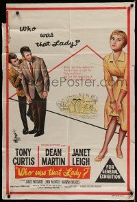 9r207 WHO WAS THAT LADY Aust 1sh '60 Tony Curtis & Dean Martin stare at sexy Janet Leigh!
