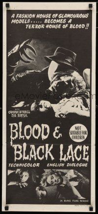 9r863 BLOOD & BLACK LACE Aust daybill '69 Mario Bava, fashion house becomes a house of blood!