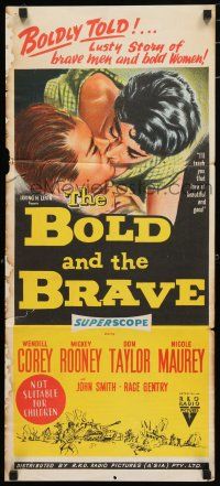 9r865 BOLD & THE BRAVE Aust daybill '56 Mickey Rooney, the guts & glory story bravely told!