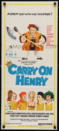 9r874 CARRY ON HENRY VIII Aust daybill '72 Sidney James, Gerald Thomas historic English comedy