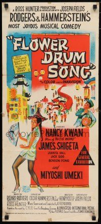 9r921 FLOWER DRUM SONG Aust daybill '62 great Kingman art of Nancy Kwan, Rodgers & Hammerstein!