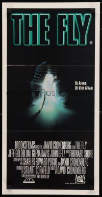 9r922 FLY Aust daybill '86 David Cronenberg, Jeff Goldblum, cool sci-fi art of telepod by Mahon!