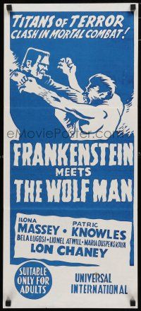9r927 FRANKENSTEIN MEETS THE WOLF MAN Aust daybill R60s Bela Lugosi, Ilona Massey & Lon Chaney Jr!