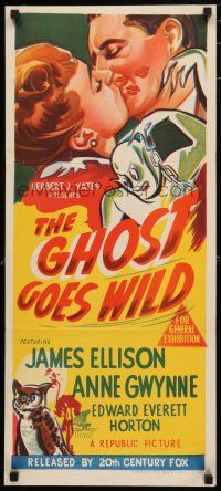 9r933 GHOST GOES WILD Aust daybill '47 James Ellison, Anne Gwynne, wacky spirit artwork!