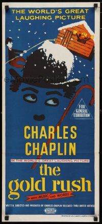 9r939 GOLD RUSH Aust daybill R50s gold mining in the Yukon, Charlie Chaplin classic!