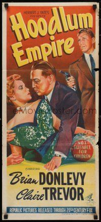 9r952 HOODLUM EMPIRE Aust daybill '52 stone litho of Brian Donlevy & sexy Claire Trevor!