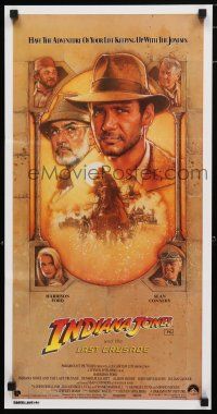9r963 INDIANA JONES & THE LAST CRUSADE Aust daybill '89 art of Ford & Sean Connery by Drew!