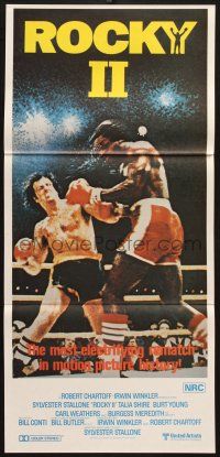 9r989 ROCKY II Aust daybill '79 best image of Sylvester Stallone & Carl Weathers fighting in ring!