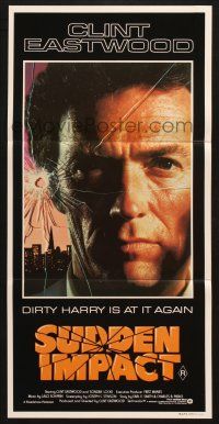 9r991 SUDDEN IMPACT Aust daybill '83 Clint Eastwood is at it again as Dirty Harry, great image!