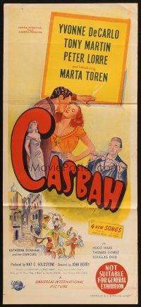 9r877 CASBAH Aust daybill '48 artwork of sexy Yvonne De Carlo & Tony Martin!