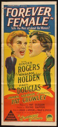 9r925 FOREVER FEMALE Aust daybill '54 Richardson Studio art of Ginger Rogers, William Holden!
