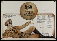 9r661 GREAT DICTATOR German 33x47 R73 Charlie Chaplin directs and stars, wacky WWII comedy!