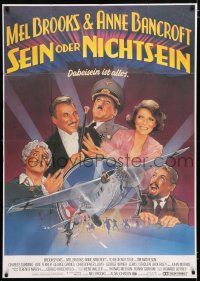 9r667 TO BE OR NOT TO BE German 33x47 '83 art of Mel Brooks & Anne Bancroft!