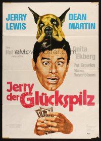 9r743 HOLLYWOOD OR BUST German R72 wacky art of Jerry Lewis & dog!