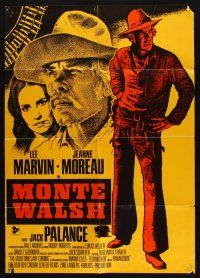 9r779 MONTE WALSH yellow style German '70 artwork of cowboys Lee Marvin & Jack Palance!
