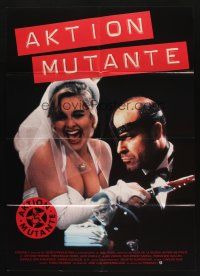 9r782 MUTANT ACTION German '92 Accion mutante, wild image of bride with bloody knife & groom!
